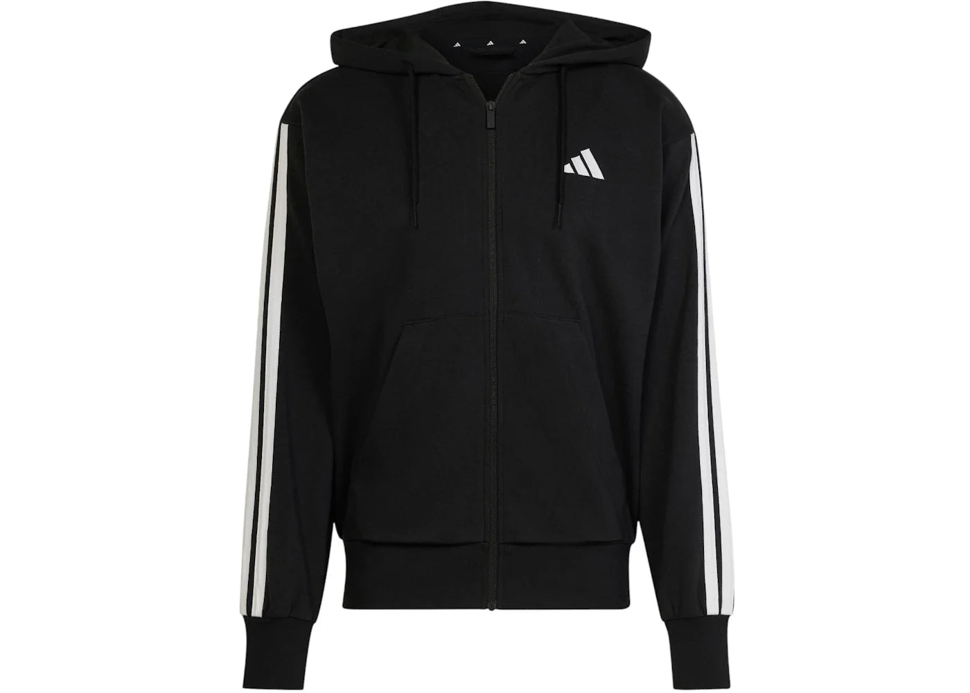 adidas Essentials 3-Stripes French Terry Full-Zip Hoodie Black/White