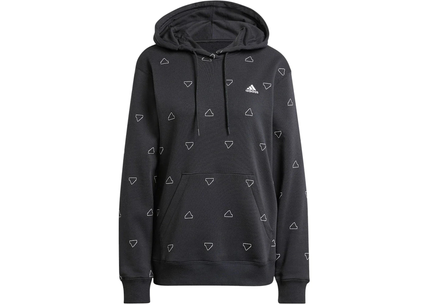 adidas Essentials Monogram Regular Fleece Graphic Hoodie Black