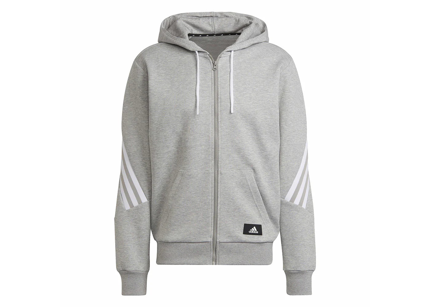 adidas Future Icons 3-Stripes Full-Zip Hoodie Medium Grey Heather/White