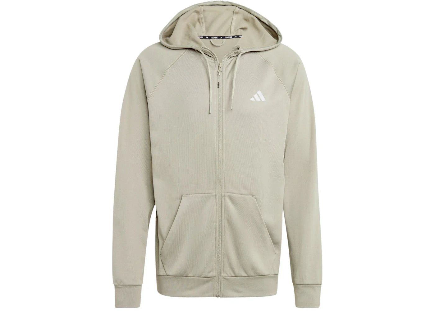 adidas Game And Go Big Logo 3-Stripes Full-Zip Hoodie Silver Pebble