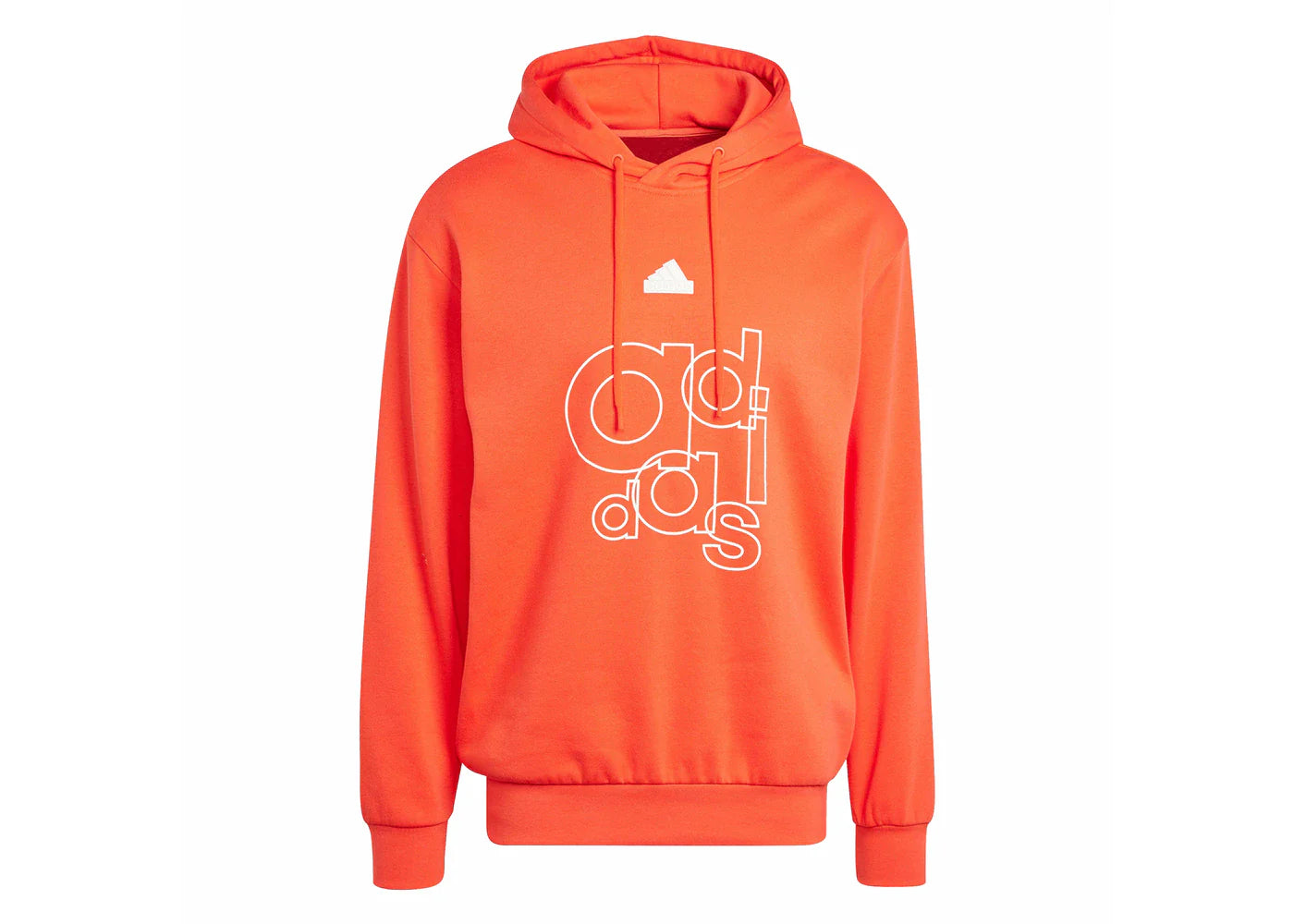 adidas Graphic Print Fleece Hoodie Bright Red
