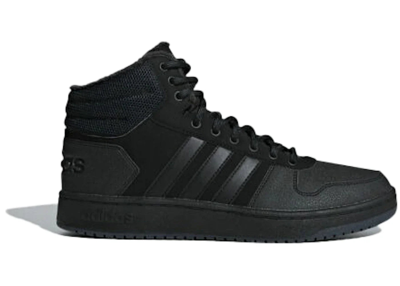 adidas Hoops 2.0 Mid Triple Black Tumbled Stripes