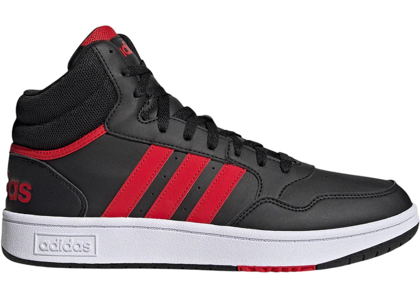 adidas Hoops 3.0 Mid Core Black Better Scarlet Cloud White