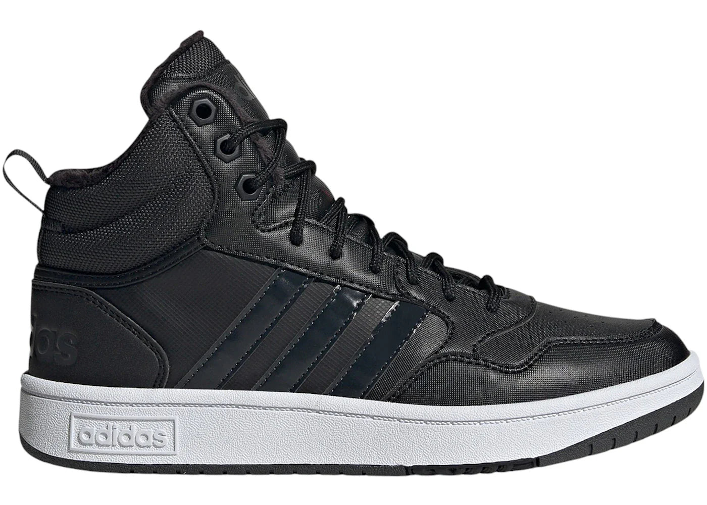 adidas Hoops 3.0 Mid Winterized Classic Fur Lining Core Black Carbon Cloud White (Women's)