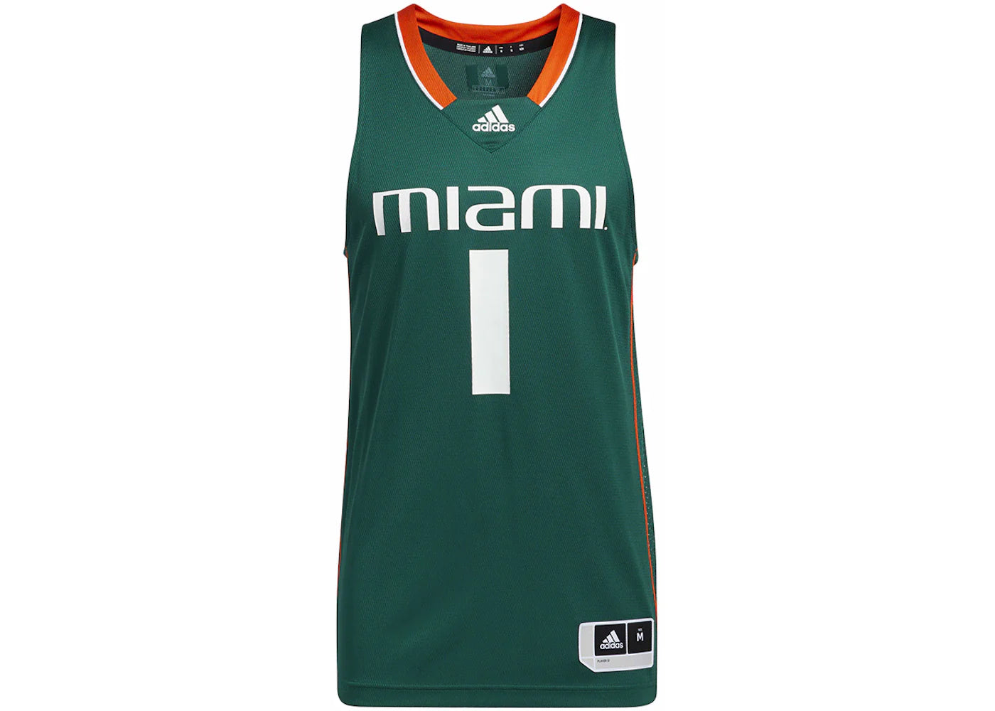adidas Hurricanes NCAA Swingman Jersey Dark Green/Dark Green/White