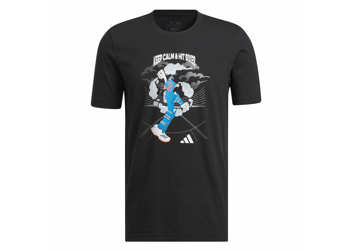 adidas India Cricket Keep Calm and Hit Sixes Graphic Tee Black