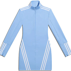 adidas Ivy Park 1/2 Zip Latex Dress (Plus Size) Light Blue/White