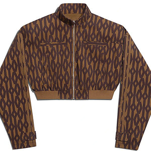 adidas Ivy Park Crop Monogram Track Jacket (Plus Size) Wild Brown/Night Red