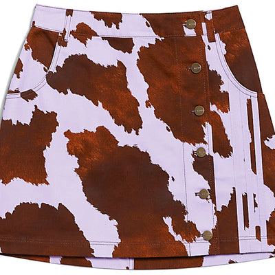 adidas Ivy Park Denim Cow-Print Skirt AOP Cow Hide/Purple Glow