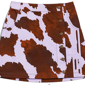 adidas Ivy Park Denim Cow-Print Skirt (Plus Size) AOP Cow Hide/Purple Glow