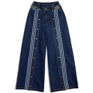 adidas Ivy Park Women's Denim Wide-Leg Snap Pants Dark Denim