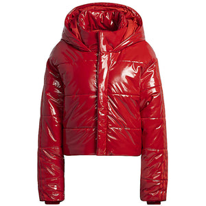 adidas Ivy Park Faux Latex Crop Puffer Jacket (All Gender) Red