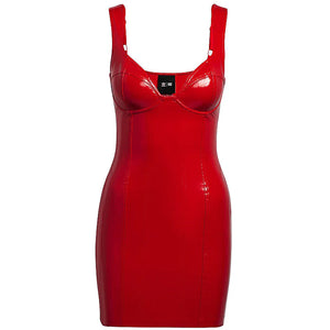 adidas Ivy Park Faux Latex Tank Dress Red