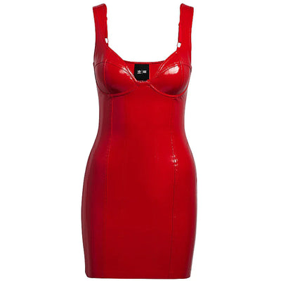adidas Ivy Park Faux Latex Tank Dress Red