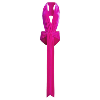 adidas Ivy Park Front-Tie-One-Piece Swimsuit Shock Pink