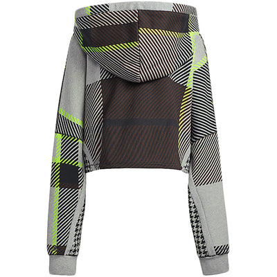 adidas Ivy Park Halls of Ivy Allover Print Cropped Hoodie Medium Grey Heather/Black/Brown