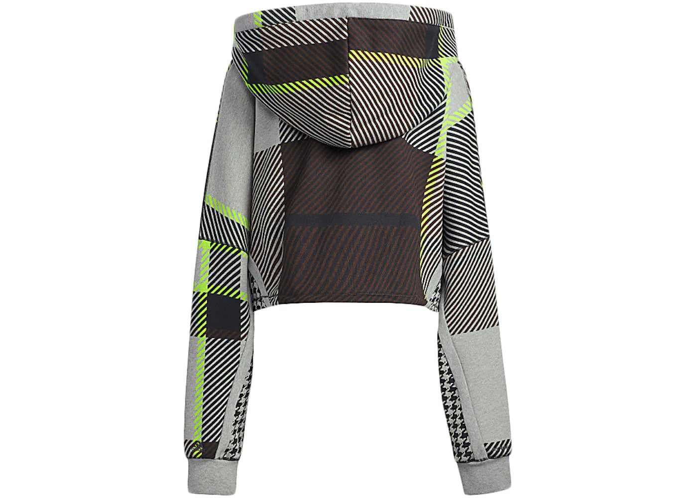 adidas Ivy Park Halls of Ivy Allover Print Cropped Hoodie Medium Grey Heather/Black/Brown