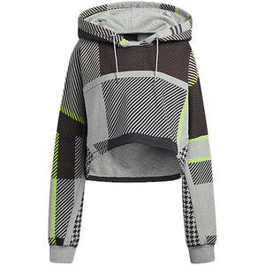 adidas Ivy Park Halls of Ivy Allover Print Cropped Hoodie Medium Grey Heather/Black/Brown