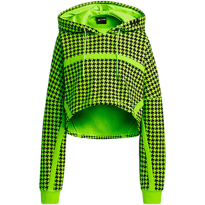 adidas Ivy Park Halls of Ivy Allover Print Cropped Hoodie Semi Solar Slime/Black