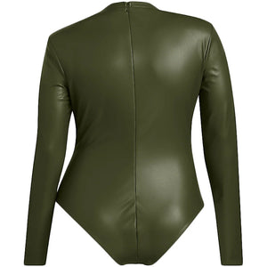 adidas Ivy Park Halls of Ivy Faux Leather Bodysuit (Plus Size) Wild Pine