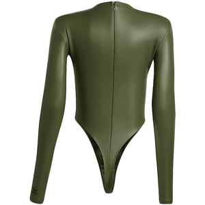 adidas Ivy Park Halls of Ivy Faux Leather Bodysuit Wild Pine