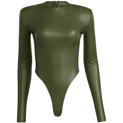 adidas Ivy Park Halls of Ivy Faux Leather Bodysuit Wild Pine