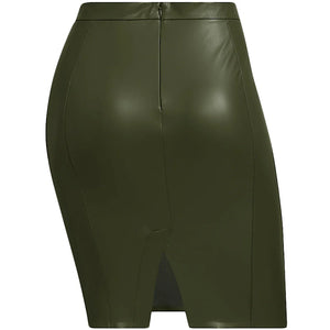 adidas Ivy Park Halls of Ivy Faux Leather Skirt (Plus Size) Wild Pine
