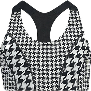 adidas Ivy Park Halls of Ivy Kids Houndstooth Sports Bra Clear Grey/Black