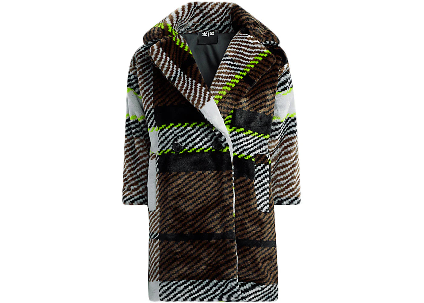 adidas Ivy Park Halls of Ivy Kids Long Printed Faux Fur Jacket Clear Grey/Brown/Black/Semi Solar Slime