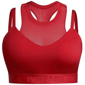 adidas Ivy Park High-Neck Sheer Bra (Plus Size) Red