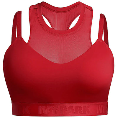 adidas Ivy Park High-Neck Sheer Bra (Plus Size) Red