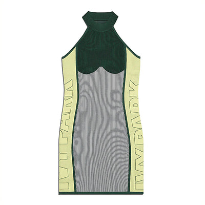 adidas Ivy Park Knit Logo Dress Dark Green/Green Tint/Yellow Tint