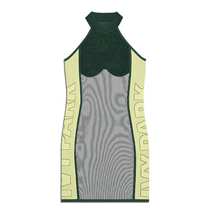 adidas Ivy Park Knit Logo Dress (Plus Size) Dark Green/Black/Green Tint/Yellow Tint