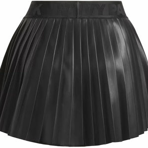 adidas Ivy Park Leather Pleated Mini Skirt (Plus Size) Black