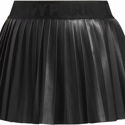 adidas Ivy Park Leather Pleated Mini Skirt (Plus Size) Black