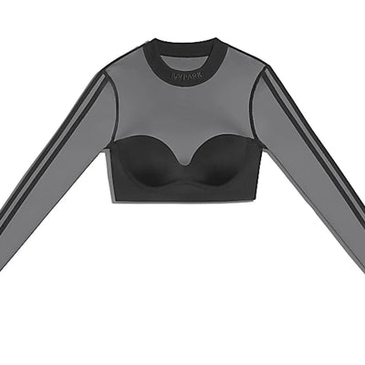 adidas Ivy Park Long Sleeve Mesh Crop Top Black
