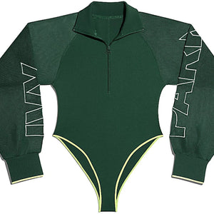 adidas Ivy Park Mesh Sleeve Bodysuit Dark Green/Hi-Res Yellow