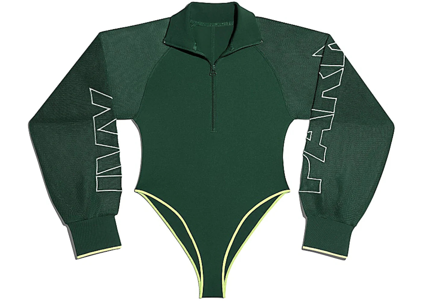 adidas Ivy Park Mesh Sleeve Bodysuit Dark Green/Hi-Res Yellow