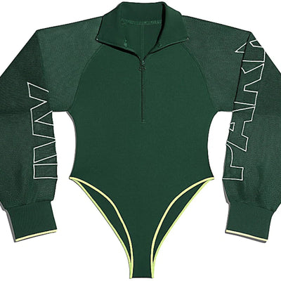 adidas Ivy Park Mesh Sleeve Bodysuit (Plus Size) Dark Green