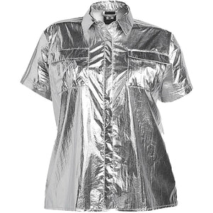 adidas Ivy Park Metallic Shirt (Plus Size) Silver Metallic
