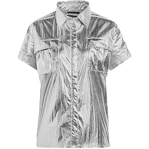 adidas Ivy Park Metallic Shirt Silver Metallic