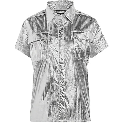adidas Ivy Park Metallic Shirt Silver Metallic