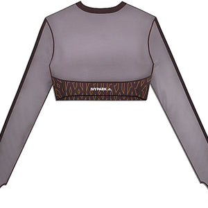 adidas Ivy Park Monogram Crop Top Wild Brown/Night Red