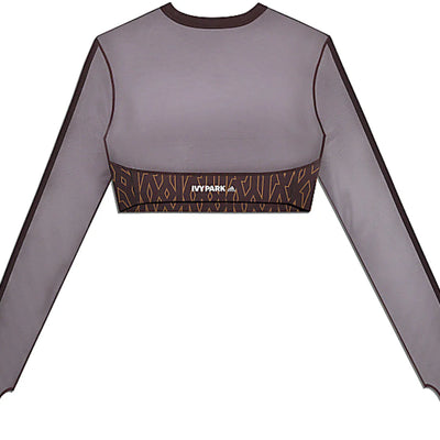 adidas Ivy Park Monogram Crop Top Wild Brown/Night Red