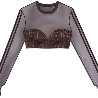 adidas Ivy Park Monogram Crop Top Wild Brown/Night Red