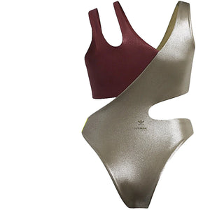 adidas Ivy Park One-Piece Cutout Swimsuit (Plus Size) Shadow Red/Medium Dark Khaki