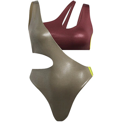 adidas Ivy Park One-Piece Cutout Swimsuit (Plus Size) Shadow Red/Medium Dark Khaki