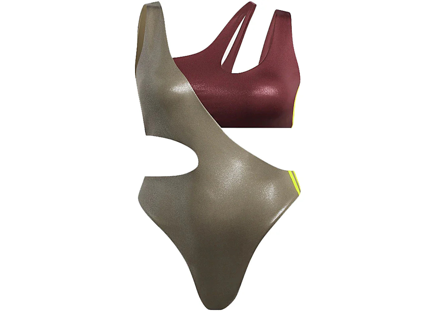adidas Ivy Park One-Piece Cutout Swimsuit (Plus Size) Shadow Red/Medium Dark Khaki