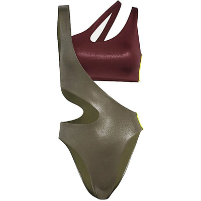 adidas Ivy Park One-Piece Cutout Swimsuit Shadow Red/Medium Dark Khaki