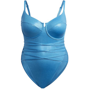 adidas Ivy Park One-Piece Swimsuit (Plus Size) Shock Cyan